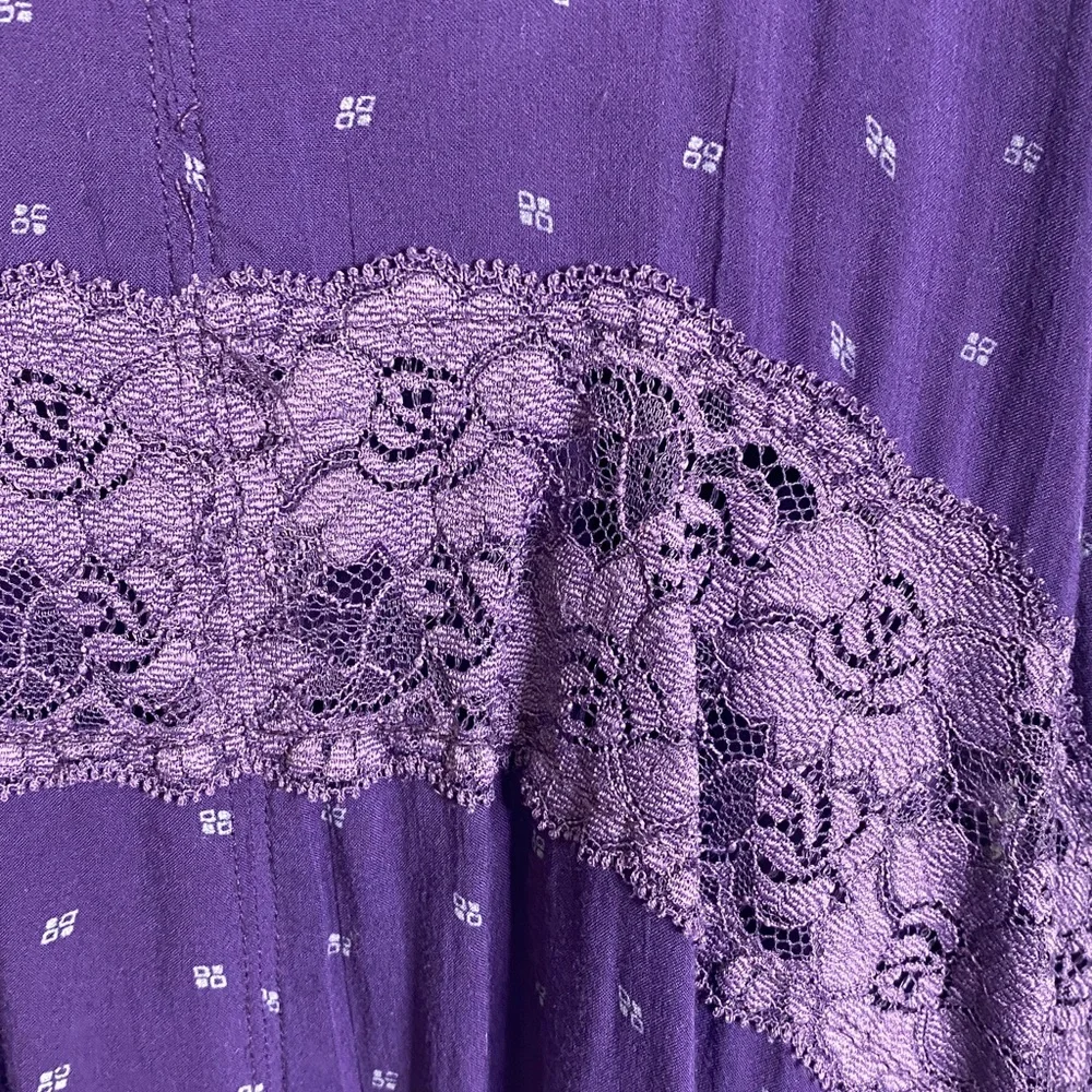 Free People Intimately Violet Lace Trim Bohemian Mini Dress Women's Medium - Picture 7 of 7